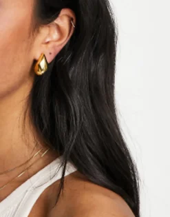 Gifts*DESIGN 14K Plated Earrings With Molten Stud Gold