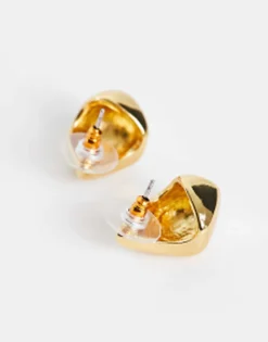 Gifts*DESIGN 14K Plated Earrings With Molten Stud Gold