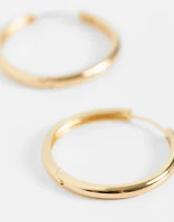 Gifts*DESIGN 14K Plated 25Mm Hinge Hoop Earring Gold