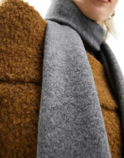 Scarves*DESIGN Knit Scarf In Wool Mix In Grey Charcoal