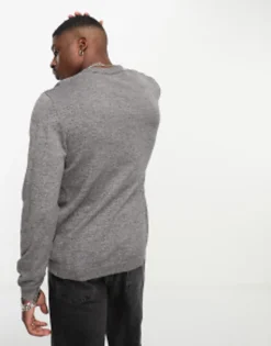 Polo Shirts*DESIGN Knitted Cotton Essential Polo In Grey Twist