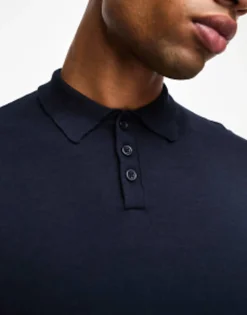 Polo Shirts*DESIGN Knitted Essential Polo In Navy