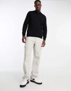 Polo Shirts*DESIGN Knitted Essential Polo Jumper In Black