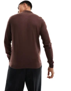 Polo Shirts*DESIGN Knitted Essential Polo In Green Brown
