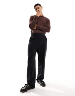 Polo Shirts*DESIGN Knitted Essential Polo In Green Brown