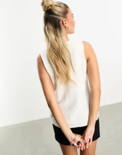 Suits & Tailoring*DESIGN Knitted Waistcoat With Pockets In Ecru