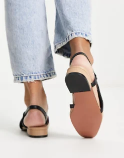 Flat Shoes*DESIGN Latte Round Toe Sling Back Ballet In Beige