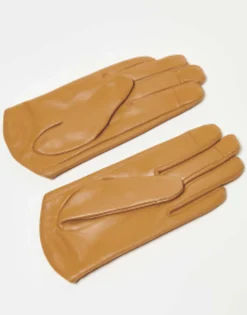 Gloves*DESIGN Leather Gloves With Touch Screen In Camel