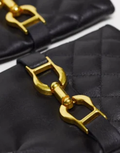 Gloves*DESIGN Leather Gloves With Gold Hardware In Black
