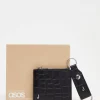 Gifts*DESIGN Leather Keyring And Wallet Set With J Initial Black