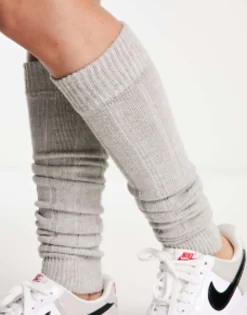Socks & Tights*DESIGN Leg Warmer In Grey Marl Light Grey