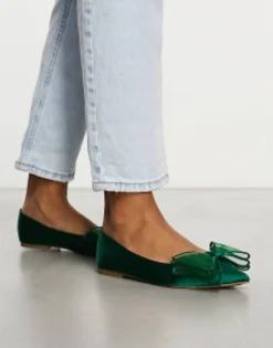 Flat Shoes*DESIGN Lila Bow Ballet In Green