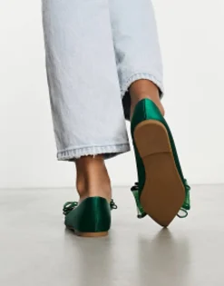 Flat Shoes*DESIGN Lila Bow Ballet In Green