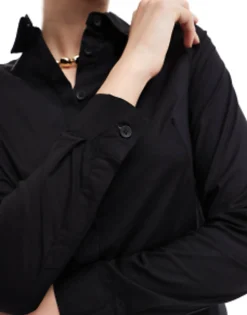 Shirts*DESIGN Long Sleeve Fitted Shirt In Black