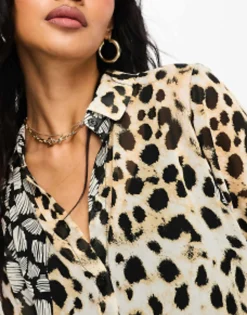 Shirts*DESIGN Long Sleeve Soft Shirt In Mixed Animal Scarf Print Multi