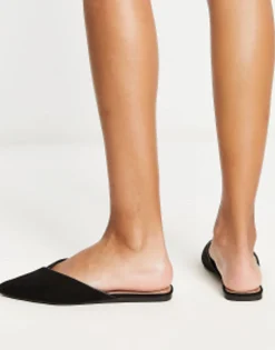 Flat Shoes*DESIGN Luna Pointed Ballet Mules In Black