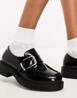 Loafers*DESIGN Magnolia Side Buckle Loafer In Black