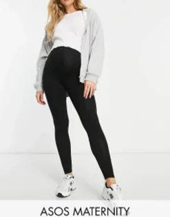 Trousers & Leggings*Maternity Design Over The Bump Premium Supersoft Leggings In Cotton Modal Black