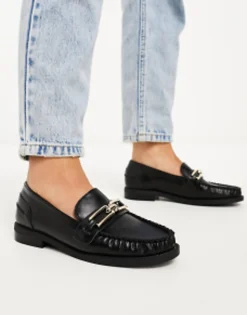 Loafers*DESIGN Melodic Slim Loafer With Chain In Black