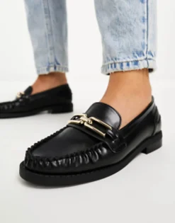 Loafers*DESIGN Melodic Slim Loafer With Chain In Black