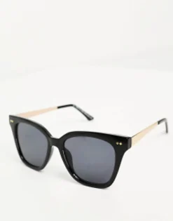 Sunglasses*DESIGN Metal Temple Cat Eye Sunglasses In Black