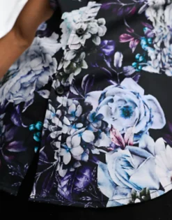 Tall*DESIGN 'Michael' Stretch Skinny Shirt In And Purple Floral Print Black