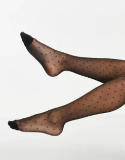 Socks & Tights*DESIGN Mini Dot Tights In Black