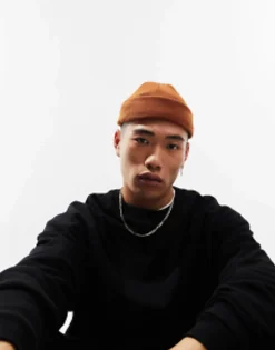 Beanies*DESIGN Mini Fisherman Ribbed Beanie In Tobacco