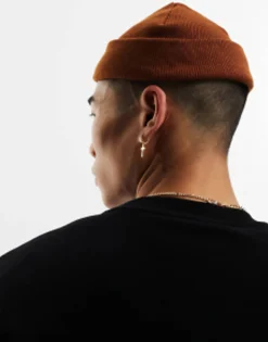 Beanies*DESIGN Mini Fisherman Ribbed Beanie In Tobacco