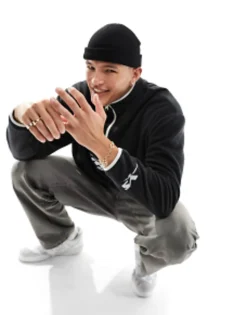 Beanies*DESIGN Mini Fisherman Ribbed Beanie In Black