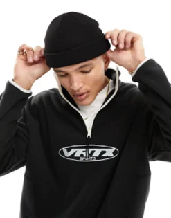 Beanies*DESIGN Mini Fisherman Ribbed Beanie In Black