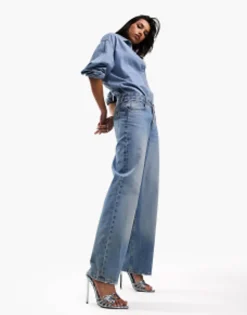 Shirts*DESIGN Minimal Denim Shirt In Lightwash Light Blue