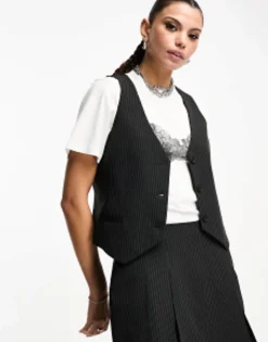 Suits & Tailoring*DESIGN Mix & Match Co-Ord In Black Pinstripe