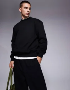Tracksuits*DESIGN Mix & Match Heavyweight Set In Black