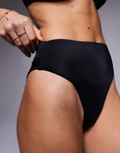Swimwear & Beachwear*DESIGN Mix And Match High Leg High Waist Bikini Bottom In Black