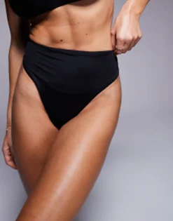 Swimwear & Beachwear*DESIGN Mix And Match High Leg High Waist Bikini Bottom In Black
