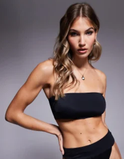 Swimwear & Beachwear*DESIGN Mix And Match Sleek Bandeau Bikini Top In Black