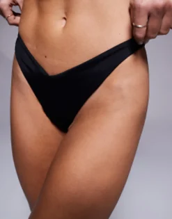 Swimwear & Beachwear*DESIGN Mix And Match V High Leg Hipster Bikini Bottom In Black