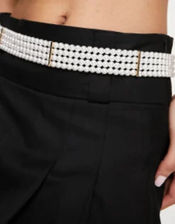 Belts*DESIGN Multi Row Waist And Hip Chain Belt White