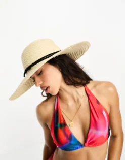 Hats*DESIGN Natural Straw Floppy Hat With Skinny Band And Size Adjuster Neutral