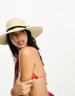 Hats*DESIGN Natural Straw Floppy Hat With Skinny Band And Size Adjuster Neutral
