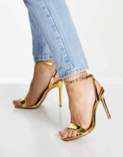 Sandals*DESIGN Neva Barely There Heeled Sandals In Gold