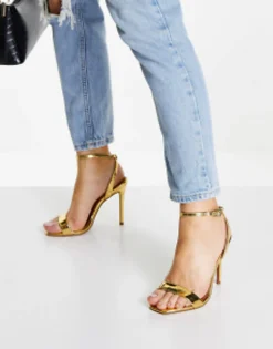 Sandals*DESIGN Neva Barely There Heeled Sandals In Gold