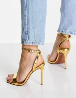 Sandals*DESIGN Neva Barely There Heeled Sandals In Gold