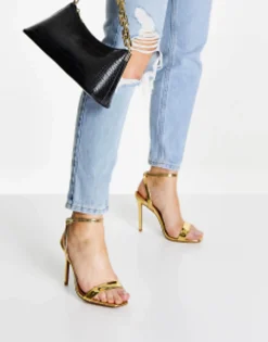 Sandals*DESIGN Neva Barely There Heeled Sandals In Gold