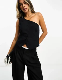 Suits & Tailoring*DESIGN One Shoulder Waistcoat In Black