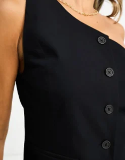 Suits & Tailoring*DESIGN One Shoulder Waistcoat In Black