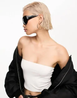 Sunglasses*DESIGN Overized 90S Square Wrap Black