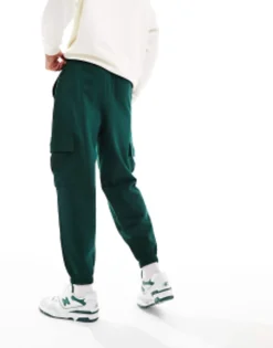 Tracksuits*DESIGN Oversized Joggers With Cargo Pockets In Dark Green Pine Grove