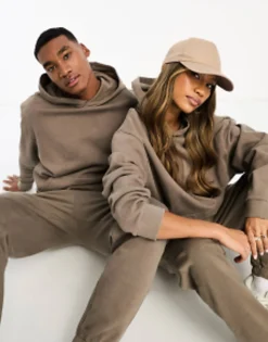 Tracksuits*DESIGN Oversized Mix & Match Range In Washed Brown